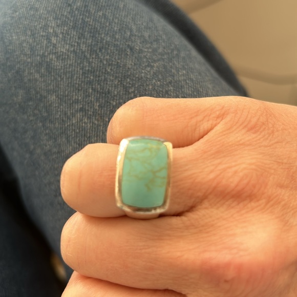 Sterling Silver And Faux Turquoise Ring Size 5 GUC - Picture 4 of 8
